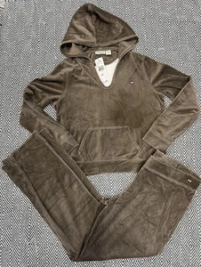Nuovo set tuta Ralph Lauren donna XL marrone velluto lounge set Y2K polo jeans - Foto 1 di 9