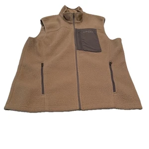Men's Eddie Bauer Full Zip-Up Brown Deep Pile Fleece Vest Jacket XLT - Picture 1 of 11
