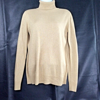 Suéter Pullover Joseph A Seda Metálico Dorado Cuello Alto Ajustado De Colección M Vacaciones Foto 1 de 4
