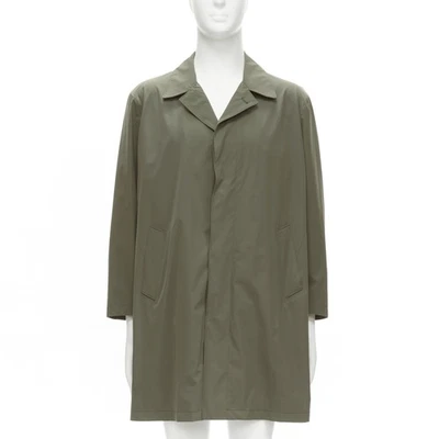 LORO PIANA Verde Clásico Minimal Botones Invisibles Longline Chaqueta Abrigo XL Foto 1 de 4