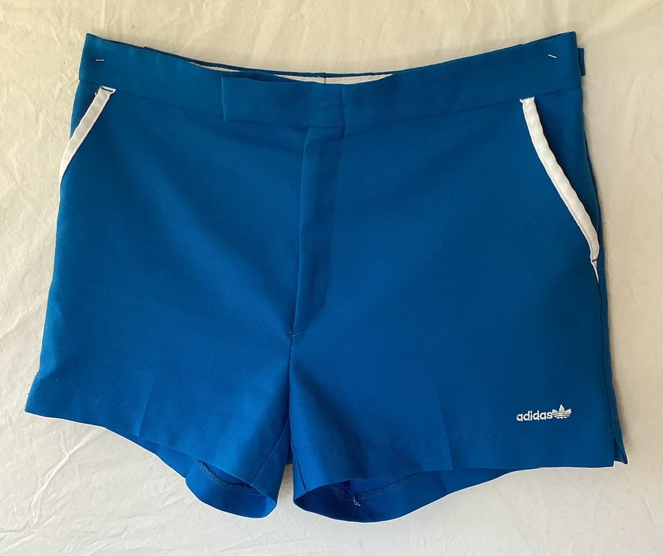 Vintagre 1970-80's Adidas USA Aqua Blue TREFOIL LoGo Tennis DAY Shorts Size 36 - Image 1 of 4