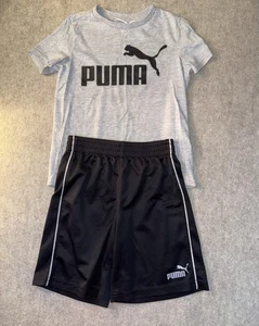 Puma Boys Size 6 Gray/black 2 Piece Set Summer Outfit Shirt & Shorts - Picture 1 of 5