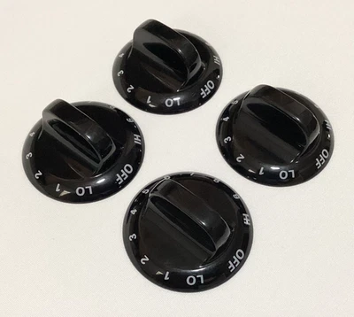 Juego de 4 perillas de control de quemador Kenmore negro parte # 74004187 estufa gama Foto 1 de 3