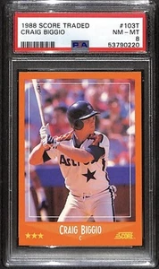 1988 Score Traded Craig Biggio Rookie RC #103T PSA 8 NM-MT HOF Houston Astros - Picture 1 of 2