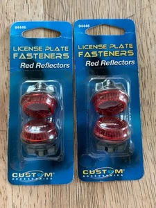 Custom Accessories - License Plate Fasteners - Red Reflectors - 4-Pack -#94446 - Picture 1 of 2