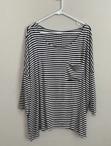 Mossimo Supply Co XXL schwarz weiß gestreift Dolman Top Tasche Relaxed Fit - Bild 1 von 8