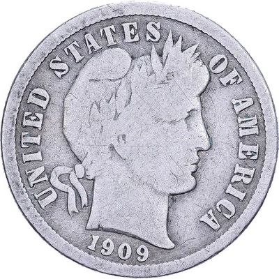 [#639373] United States, Dime, Barber, 1909, U.S. Mint, Silver, VF, KM:113 - Image 1 of 2