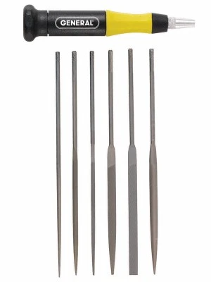 Needle File Set, 6 Files & Handle - 707476 - Image 1 of 1