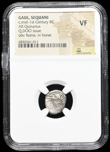 CELTA, Galia Central. Sequani. Siglo I a.C. Quinarius, Q DOCI, NGC VF - Imagen 1 de 2