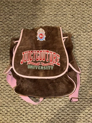 Mochila universitaria Juicy Couture vintage. Marrón y Rosa con detalles rojos Y2k Foto 1 de 4