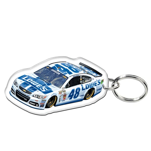 JIMMIE JOHNSON #48 LOWES RACING NASCAR PREMIUM ACRYLIC MIRROR BACK KEY RING - Image 1 of 1