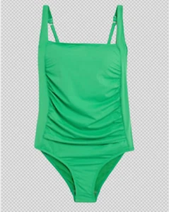 COLECCIÓN M&S TRAJE DE BAÑO ACOLCHADO CUELLO CUADRADO CONTROL BARRIGA VERDE BRILLANTE - Imagen 1 de 3