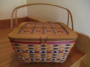 Longaberger Patriotic Square Picnic Basket Set Club Limited *shipping included!* - Picture 1 of 12