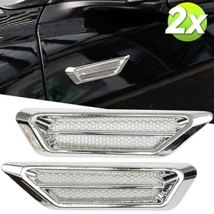 2Pcs Car Silver Chrome Auto Accessories Air Flow Fender Side Vent Sticker Trim - Picture 1 of 6