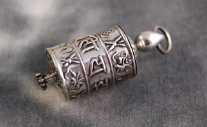 Anhänger Gebetsmühle ~ 925er Sterling Silber ~ mit Mantrarolle ~ Nepal (1326) - Bild 1 von 4