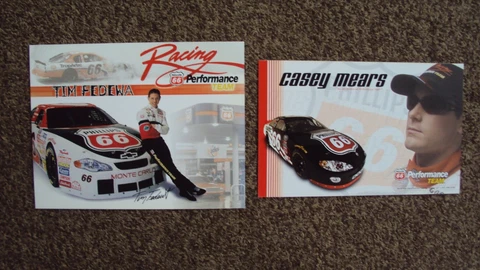 Lot of 2 diff - Casey Mears & Tim Fedewa #66 " PHILLIPS 66 " NASCAR POSTCARD Cover