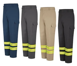 Red Kap Reflective Cargo Pocket Safety Hi Vis Work Pants Industrial Uniform - Picture 1 of 12