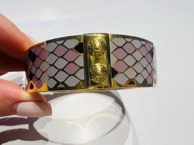 Pulseira Coach folheada a ouro roxo cinza esmalte preto padrão cobra  - Imagem 1 de 4