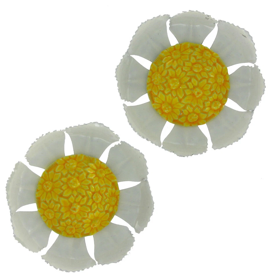 Par de clips para zapatos vintage esmaltados blancos margarita amarilla flor joyería para mujer Foto 1 de 2