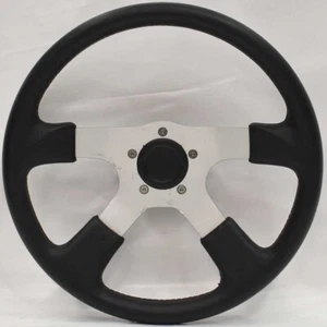 Boat Steering Wheel 13 3/4 Inch Black Vinyl Aluminum - Scratches - Picture 1 of 3