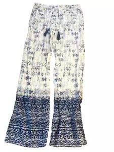 Adrift Pants Womens Small White Blue Drawsting Relaxed Fit Casual 100% Modal - Picture 1 of 12