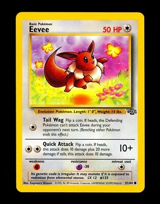 1999 Pokemon EEVEE Jungle Set MISSING INK ERROR Non Holo MISPRINT Card 51/64 NM+ - Image 1 of 4
