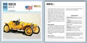 Mercer Model 30C - 1910-11 High Performance - Classic Cars Collectors Club Card - Picture 1 of 1
