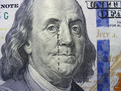 2009 A $100 Dollar Bill TEARS CRYING BEN FRANKLIN INK STAMP ERROR US Bank Note - Image 1 of 4