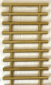 9 - Ravinte 4" Center Gold Cabinet Handles Brushed Brass 6-3/8" Length - Picture 1 of 3