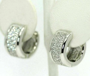 Pendientes de aro Heggie redondos de moissanita de 2 quilates de plata de ley 925 real para hombre y mujer - Imagen 1 de 4