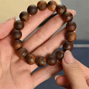 Real 12mm Nha Trang Wild Agarwood Bracelet Malas Meditation Agarwood Prayer Bead - Picture 1 of 9