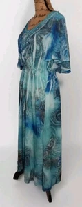 Catherines - Pretty Blue Boho Paisley Embellished Lined Midi Dress - Women's 0X - Picture 1 of 3