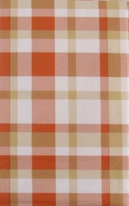 Orange and Tan Country Plaid Vinyl Flannel Back Tablecloth Various Sizes - Picture 1 of 5