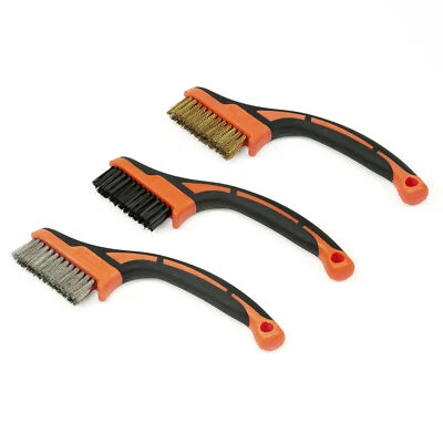 TACTIX 3-tlg. Drahtbürsten Set Mini 17 cm Messing Stahl Nylon Reinigungsbürste - Bild 1 von 2