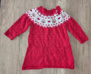 Mädchen Strick Kleid Rot/Weiss Weihnachten Gr.80 C&A - Bild 1 von 2