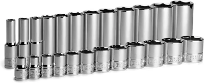 3/8 In. Drive Shallow and Deep Chrome Socket Set, 6-Point, 5/16 to 1 In, 24-Piec - Image 1 of 4