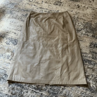 MaxMara Tan Leather Straight Pencil Skirt Size 4 US - Image 1 of 4
