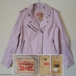 NWT Levi Blush Pink Asymmetrical Zip Lined Women's XL Vegan Leather Moto Jacket - Picture 1 of 18