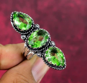Peridot Gemstone Handmade 925 Sterling Silver Ring Jewelry - Picture 1 of 5