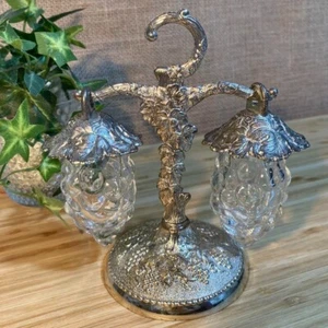 Set of Japan Grapes Glass Salt & Pepper Shakers & Hanging Stand F/S - Picture 1 of 10