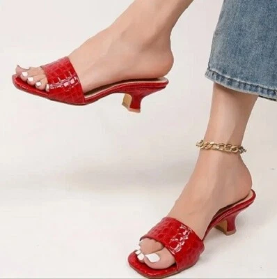 Sandálias de crocodilo sapatos sem encosto mulas salto gatinho/veja cores tamanho 8/9 38 - Imagem 1 de 3