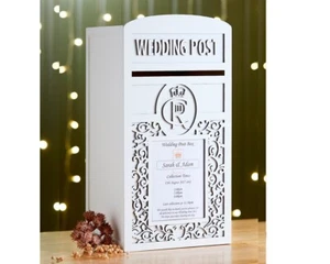 Personalised Wedding Card Post Box - Wedding Card Box Lockable Wedding Post Box - Picture 1 of 10