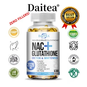 Cápsulas blanqueadoras de piel Nac+ glutatión 2028 mg suplemento antienvejecimiento - Imagen 1 de 10