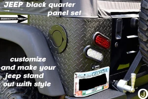 Se adapta a JEEP YJ Wrangler ""negro"" 3 piezas placas de diamante de aluminio protectores de esquina traseros - Imagen 1 de 8