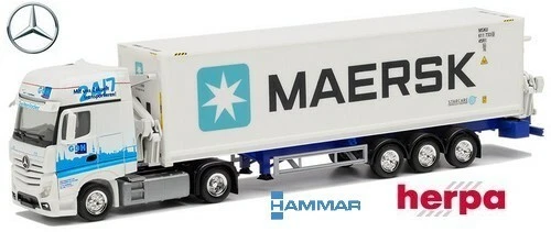 MB Actros Giga '11 + semi-rqe Hammar Pte cont. 40' Maersk - Herpa - Scale 1/87 - Photo 1/1