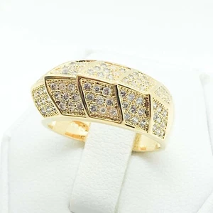 R6439 Women Fashion Jewelry Yellow Gold Plated Engagement Wedding Eternity Ring - Picture 1 of 5