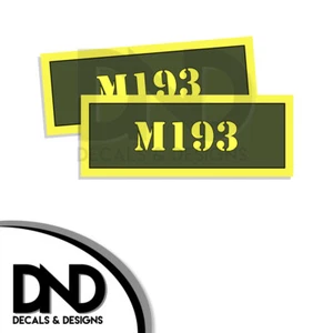 M193 Ammo Can Decal Gun Ammunition Box Firearm Gloss Sticker AG - 2 Pack - Picture 1 of 1