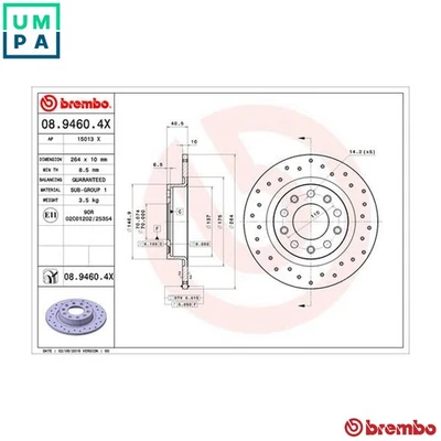 2x BRAKE DISC 08.9460.4X FOR ALFA ROMEO FIAT 55283099 940B4.000/A4.000 2.0L 4cyl - Image 1 of 4