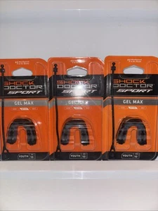 (Lot Of 3) Shock Doctor Sport Black Gel Max Mouth Guard Ages 10 & Older - Picture 1 of 2