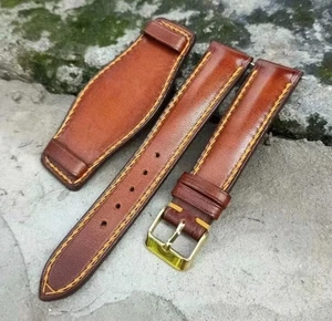 Genuine Cowhide Skin Leather Bund Watch Strap Band 16 17 18 19 20 21 22 23 24mm - Picture 1 of 13